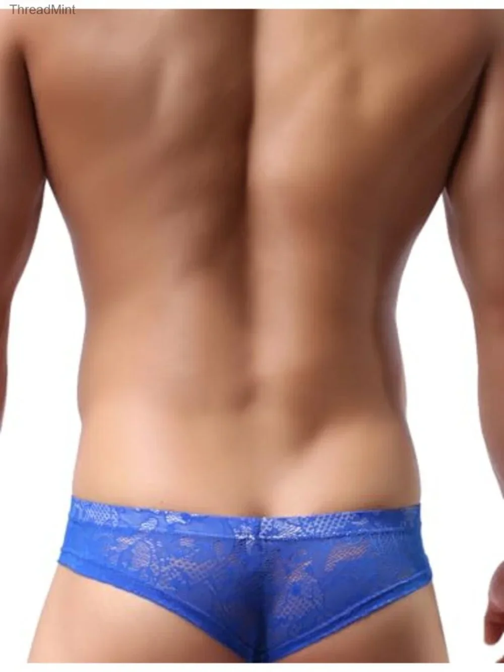 Men's Cheeky Thong Boxer Briefs Breathable Lace Panties Sexy Underwear